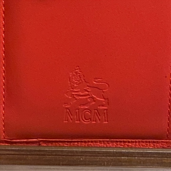 EUC Vintage MCM Red Leather Tri Fold Logo Wallet with Charms - Picture 13 of 16